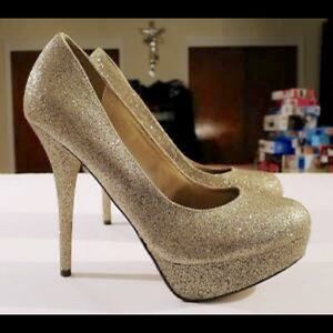 Women’s Gold 6" Heel Glitter Stilettos 8.5